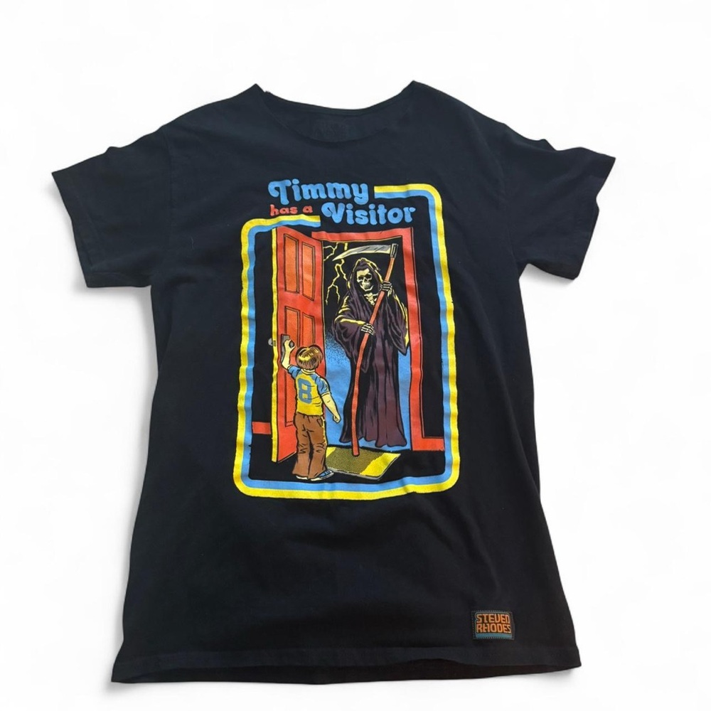 Steven Rhodes Black Graphic Tee - Timmy Has a Visitor